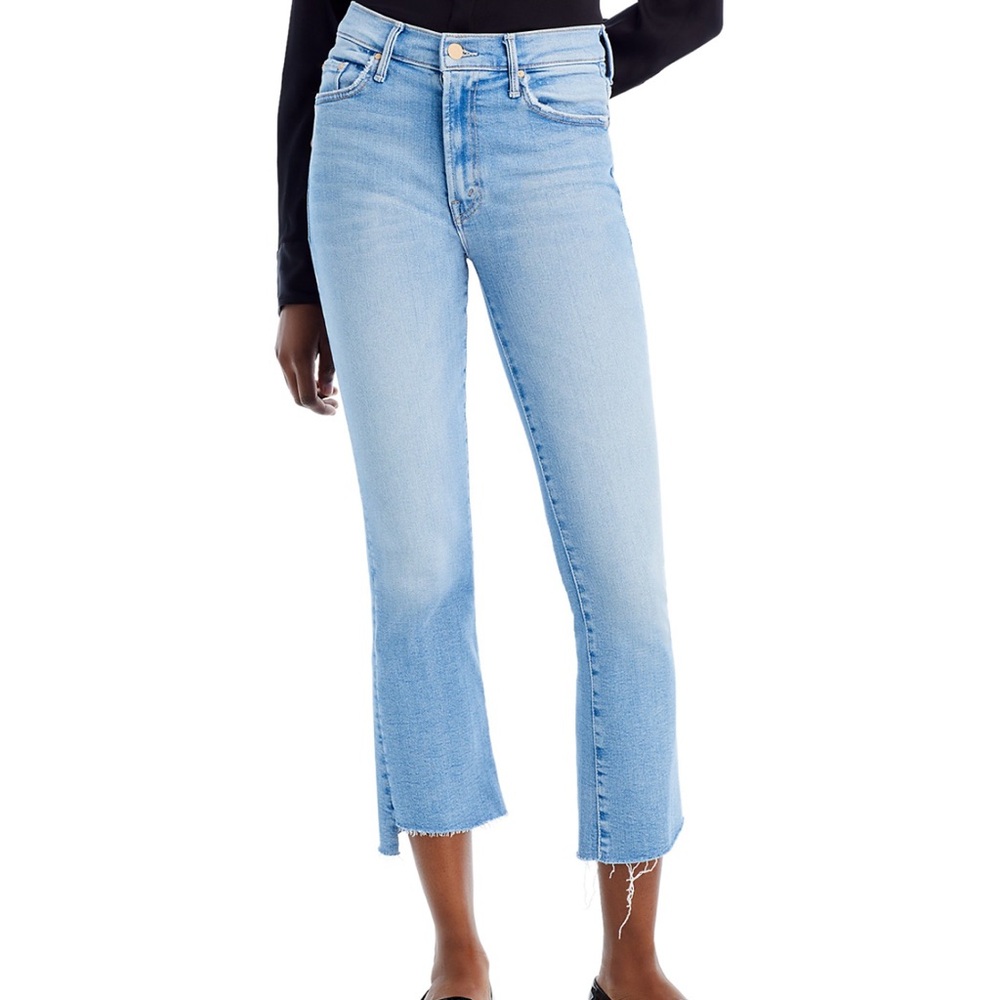 MOTHER The Insider High Rise Crop Step Fray Bootcut Jeans in Limited Edition
